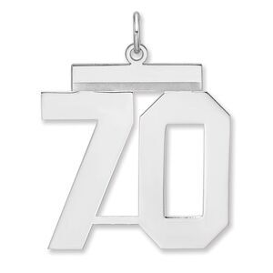 Sterling Silver, Athletic Collection, XL Polished Number 70 Pendant